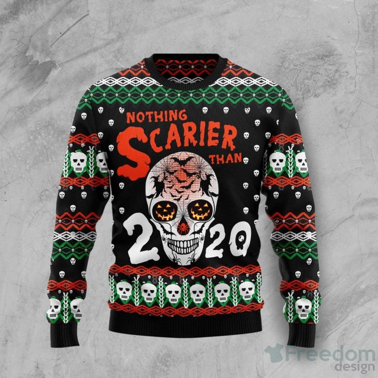 Carolina Panthers Fans Skull Reindeer Ugly Christmas Sweater - Freedomdesign