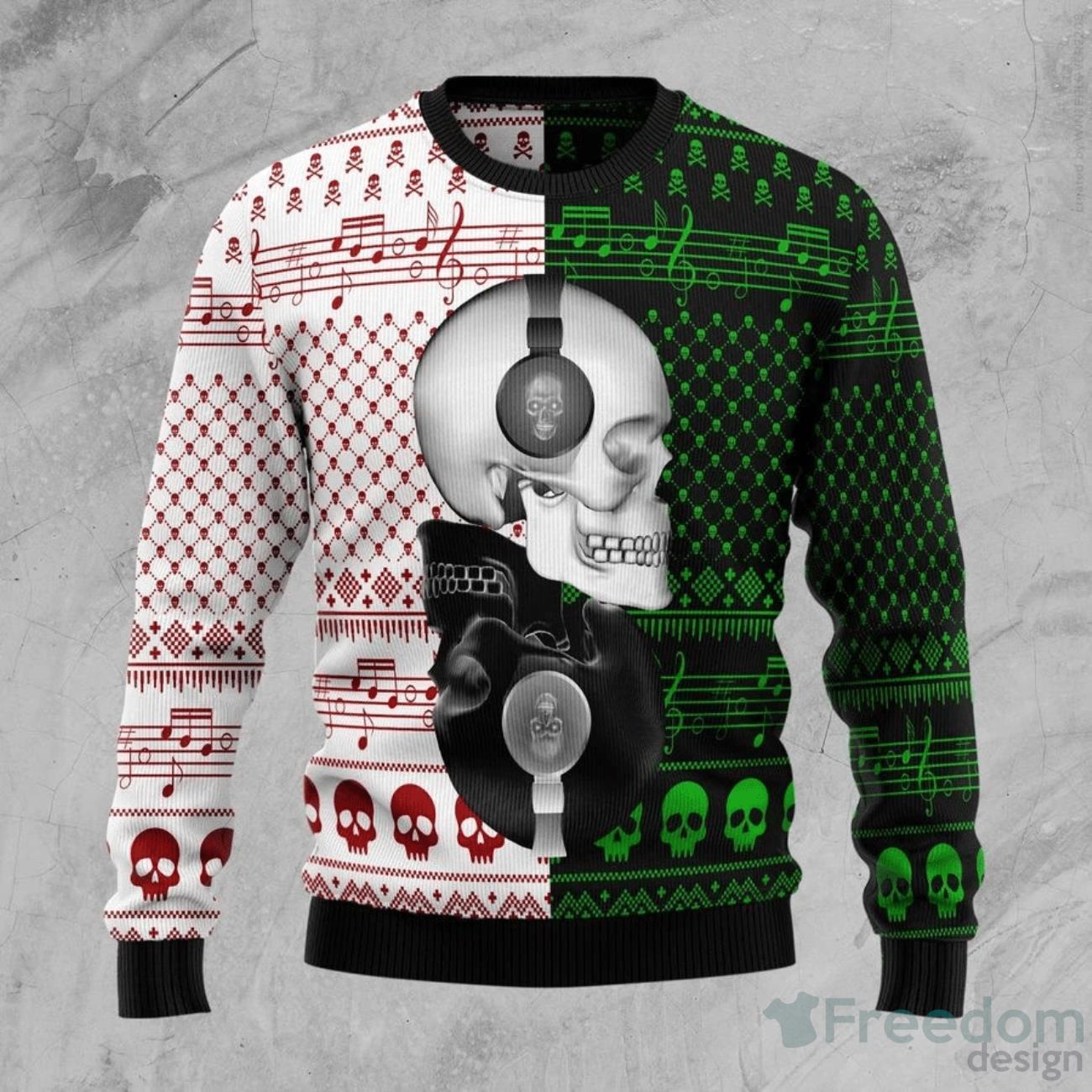 Bears Skull Santa Hat Ugly Christmas Sweater For Fans - Freedomdesign