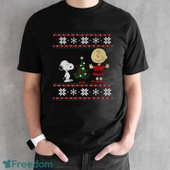 Snoopy And Charlie Brown Christmas Tree Ugly Christmas Shirt - Black Unisex T-Shirt