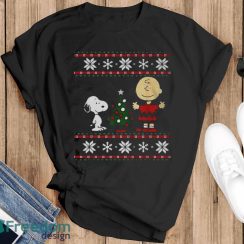 Snoopy And Charlie Brown Christmas Tree Ugly Christmas Shirt - Black T-Shirt