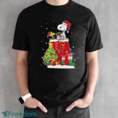 Snoopy And Woodstock Calgary Flames Merry Christmas Shirt - Black Unisex T-Shirt