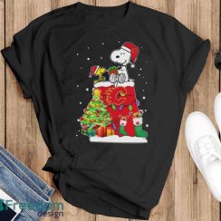 Snoopy And Woodstock Calgary Flames Merry Christmas Shirt - Black T-Shirt