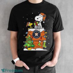 Snoopy And Woodstock Houston Astros Merry Christmas Shirt - Black Unisex T-Shirt