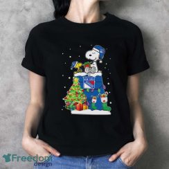 Snoopy And Woodstock New York Rangers Merry Christmas Shirt image Snoopy And Woodstock New York Rangers Merry Christmas Shirt - Ladies T-Shirt
