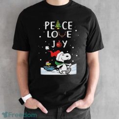 Snoopy And Woodstock Peace Love Joy Christmas Shirt - Black Unisex T-Shirt