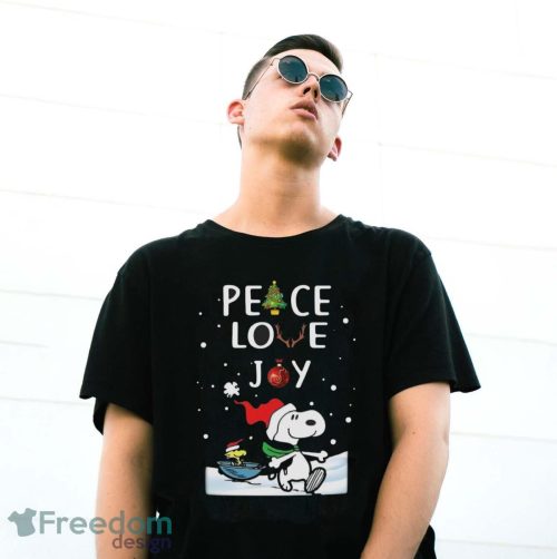 Snoopy And Woodstock Peace Love Joy Christmas Shirt - G500 Gildan T-Shirt