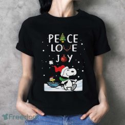 Snoopy And Woodstock Peace Love Joy Christmas Shirt - Ladies T-Shirt