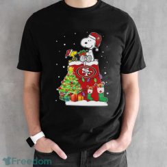 Snoopy And Woodstock San Francisco 49ers Merry Christmas Shirt - Black Unisex T-Shirt