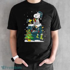 Snoopy And Woodstock San Jose Sharks Merry Christmas Shirt - Black Unisex T-Shirt