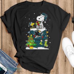 Snoopy And Woodstock San Jose Sharks Merry Christmas Shirt - Black T-Shirt