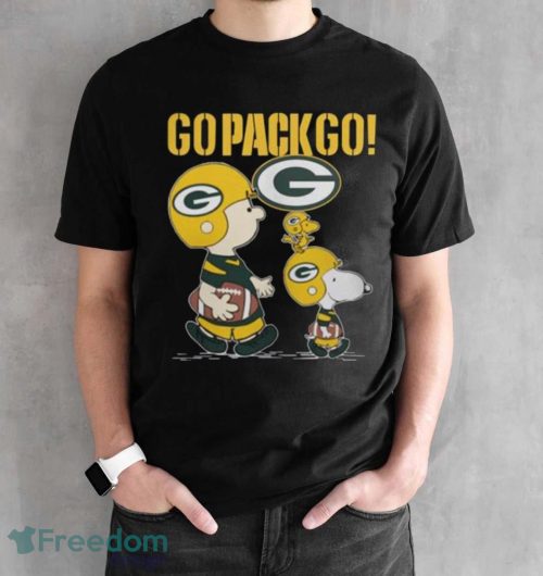 Snoopy Charlie Brown Go Pack Go Green Bay Packers Shirt - Black Unisex T-Shirt