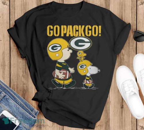 Snoopy Charlie Brown Go Pack Go Green Bay Packers Shirt - Black T-Shirt