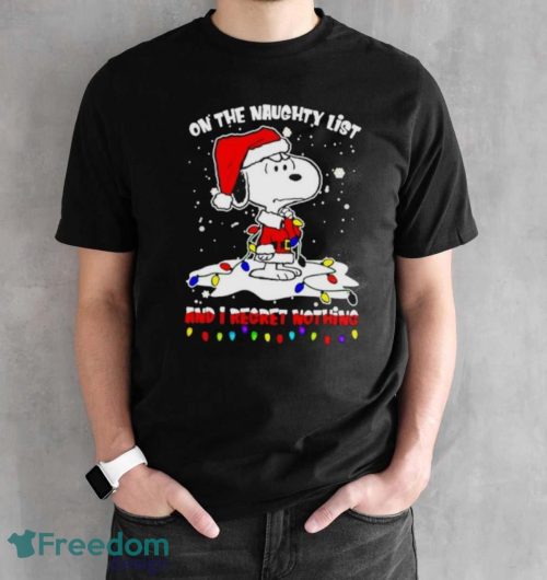 Snoopy On The Naughty List Merry Christmas Shirt - Black Unisex T-Shirt