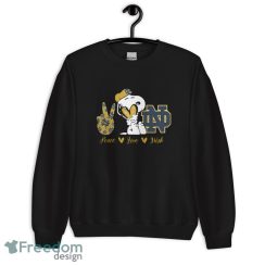 Snoopy Peace Love Notre Dame Fighting Irish T Shirt, Christmas Sweatshirt - 18000 Unisex Heavy Blend Crewneck Sweatshirt