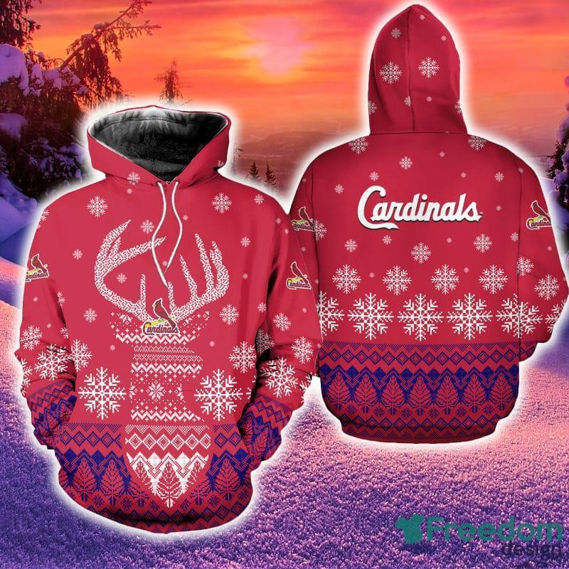 St. Louis Cardinals Reindeer Hoodie Zip Hoodie Red Print Holiday