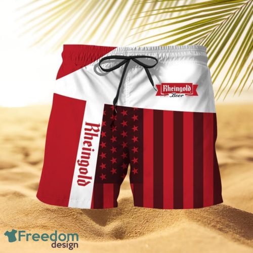 Summer American Flag Patch Rheingold Beer Tropical Hawaiian Short Product Photo 1