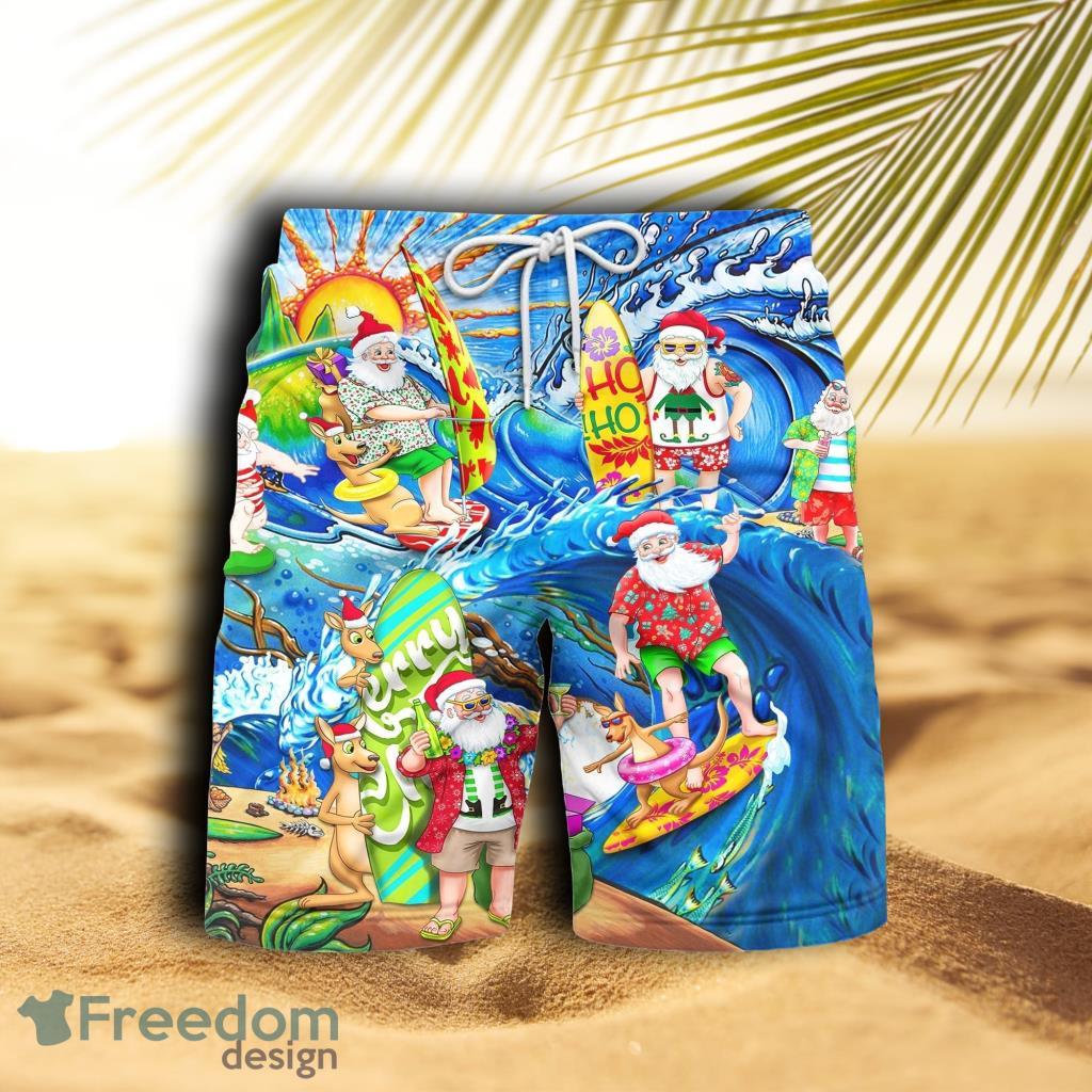 Surfing Funny Santa Christmas Beach Hawaiian Shorts For Men Product Photo 1