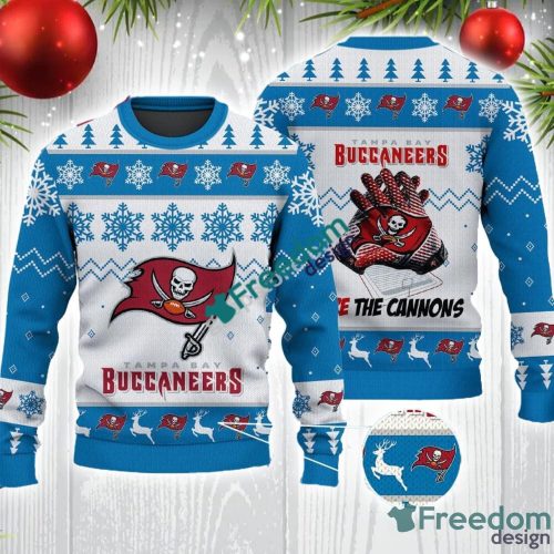 Tampa Bay Buccaneers Fans Logo Snowflake Pattern Blue 3D Ugly Christmas Sweater Product Photo 1