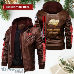 Tampa Bay Buccaneers Golden NFL Teams Custom Name Leather Jacket For Fans Product Photo 2