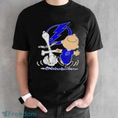 Tampa Bay Lightning Snoopy And Charlie Brown Dancing Shirt - Black Unisex T-Shirt