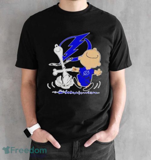 Tampa Bay Lightning Snoopy And Charlie Brown Dancing Shirt - Black Unisex T-Shirt