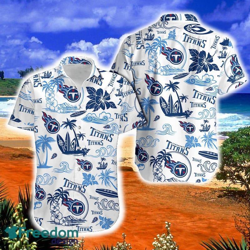 Tennessee Titans NFL Tiki Floral Button Down Woven Vacation Shirt Men's M