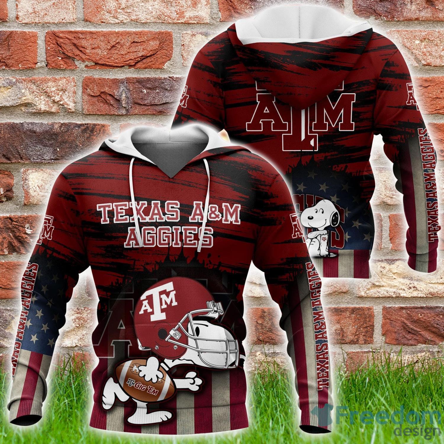 Texas A M Aggies NCAA2 Snoopy Sports Hoodie For Fans Freedomdesign