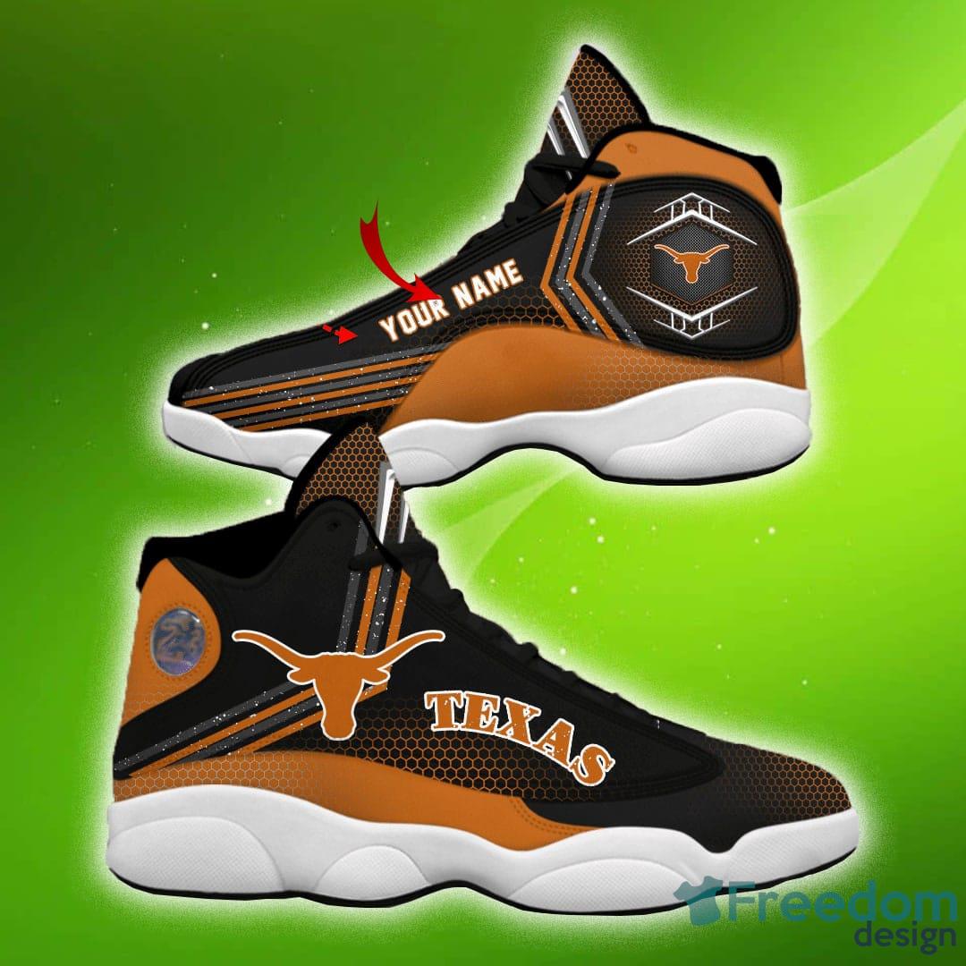 Custom Name Texas Longhorns Air Jordan 13 Sneaker Shoes - Banantees