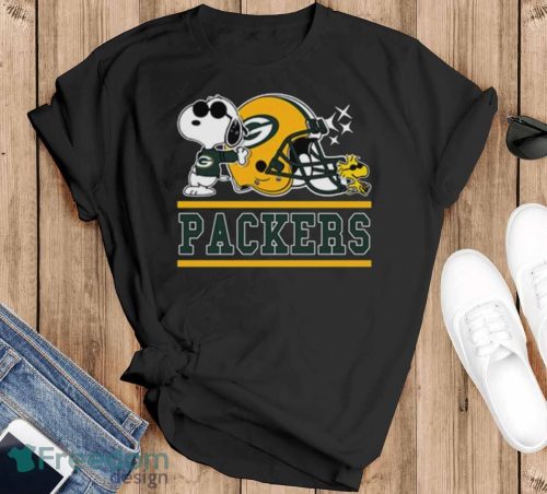 The Green Bay Packers Joe Cool And Woodstock Snoopy Mashup Shirts - Black T-Shirt