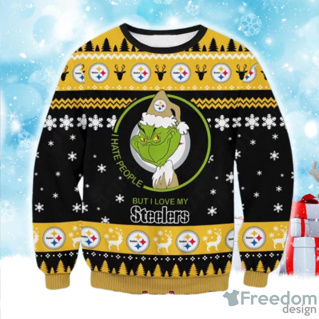 NFL Pittsburgh Steelers Cute 12 Grinch Face Xmas Day Ugly Christmas Sweater  Sport Fans Men And Women Christmas Gift