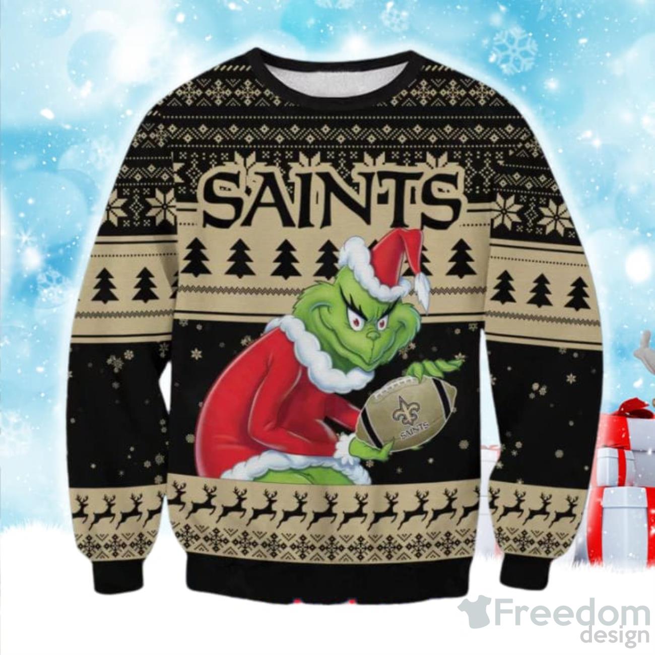 New Orleans Saints All Over Printed White Christmas Sweater  Christmas  sweaters, Printed sweatshirts, New orleans saints