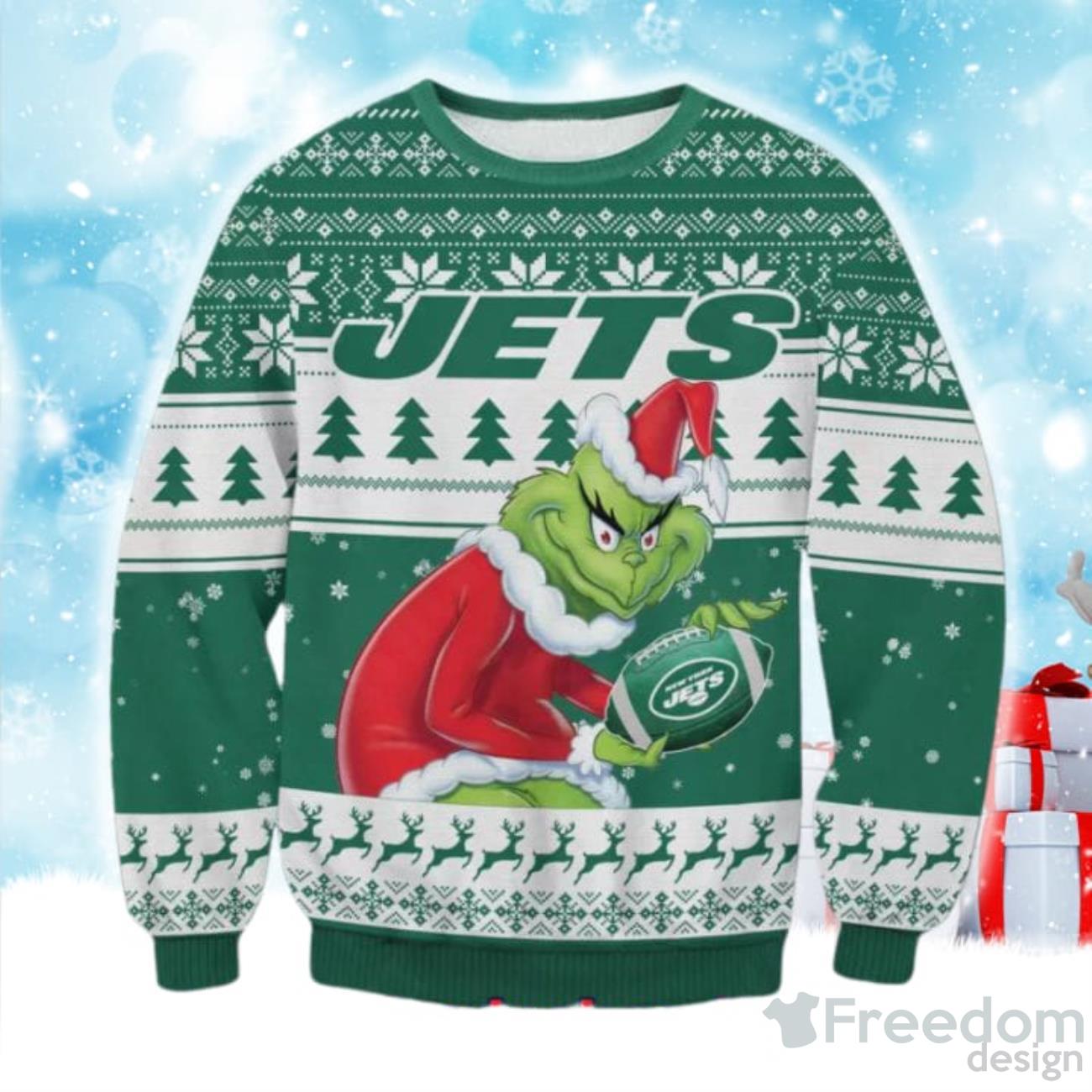 New York Jets Grinch Hug Christmas Ugly Sweater - Jomagift