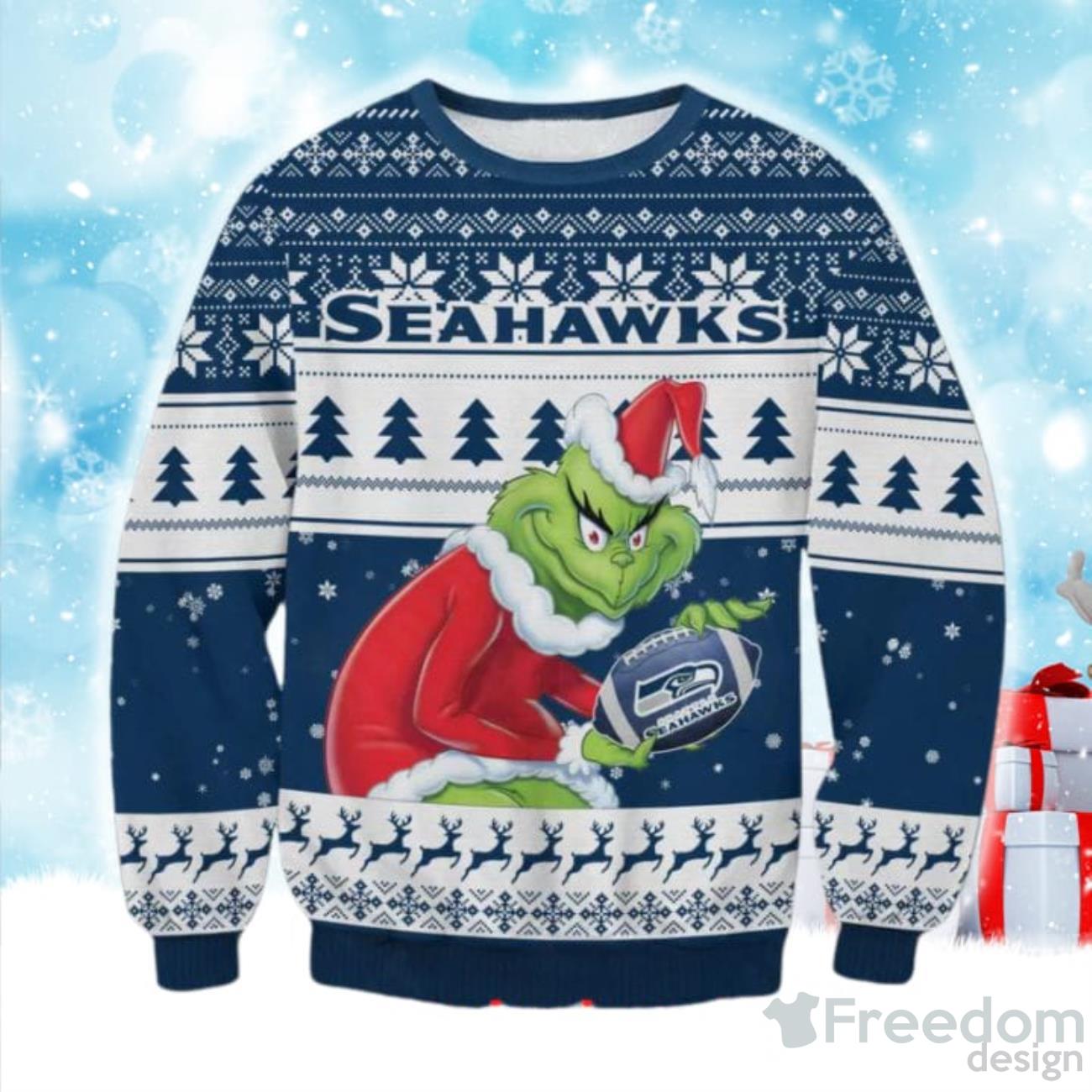 NFL Team Apparel Seattle Seahawks LIGHT UP Ugly Christmas Sweater