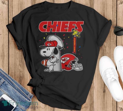 The Snoopy And Woodstock With Kansas City Chiefs Of Nfl Champions Shirt - Black T-Shirt