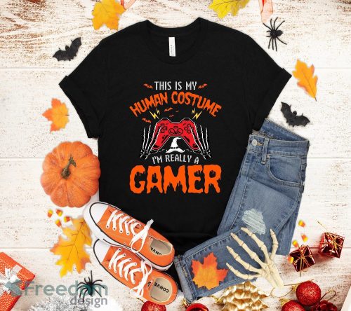 This Is My Human Costume I'm Really A Gamer Halloween Gifts T-Shirt Halloween Gift Product Photo 1