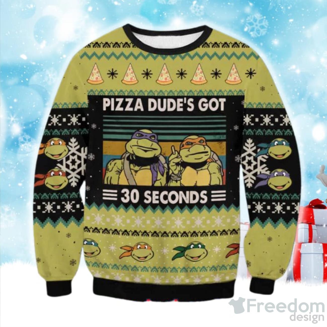 Pizza Dudes Got 30 Seconds Ninja Turtle Ugly Christmas Polo Shirts