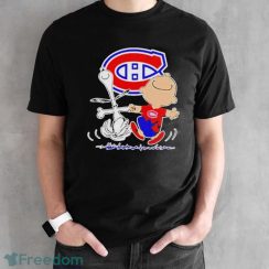 Top Montreal Canadiens Snoopy And Charlie Brown Dancing Shirt - Black Unisex T-Shirt