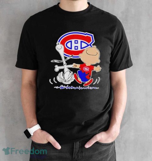 Top Montreal Canadiens Snoopy And Charlie Brown Dancing Shirt - Black Unisex T-Shirt