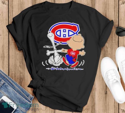 Top Montreal Canadiens Snoopy And Charlie Brown Dancing Shirt - Black T-Shirt