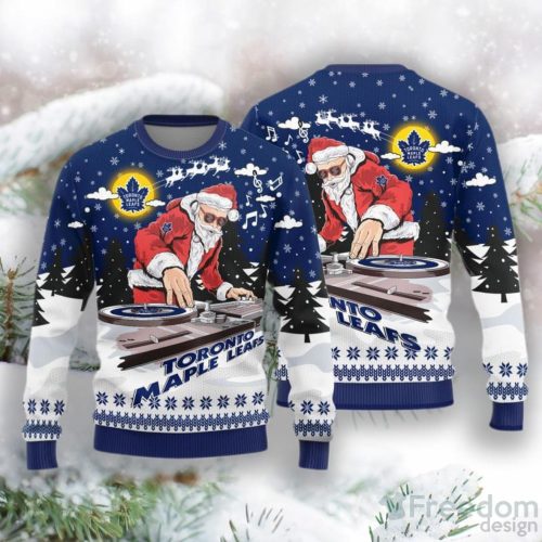 Toronto Maple Leafs Christmas Funny DJ Santa New Style Knitted Sweater Product Photo 1