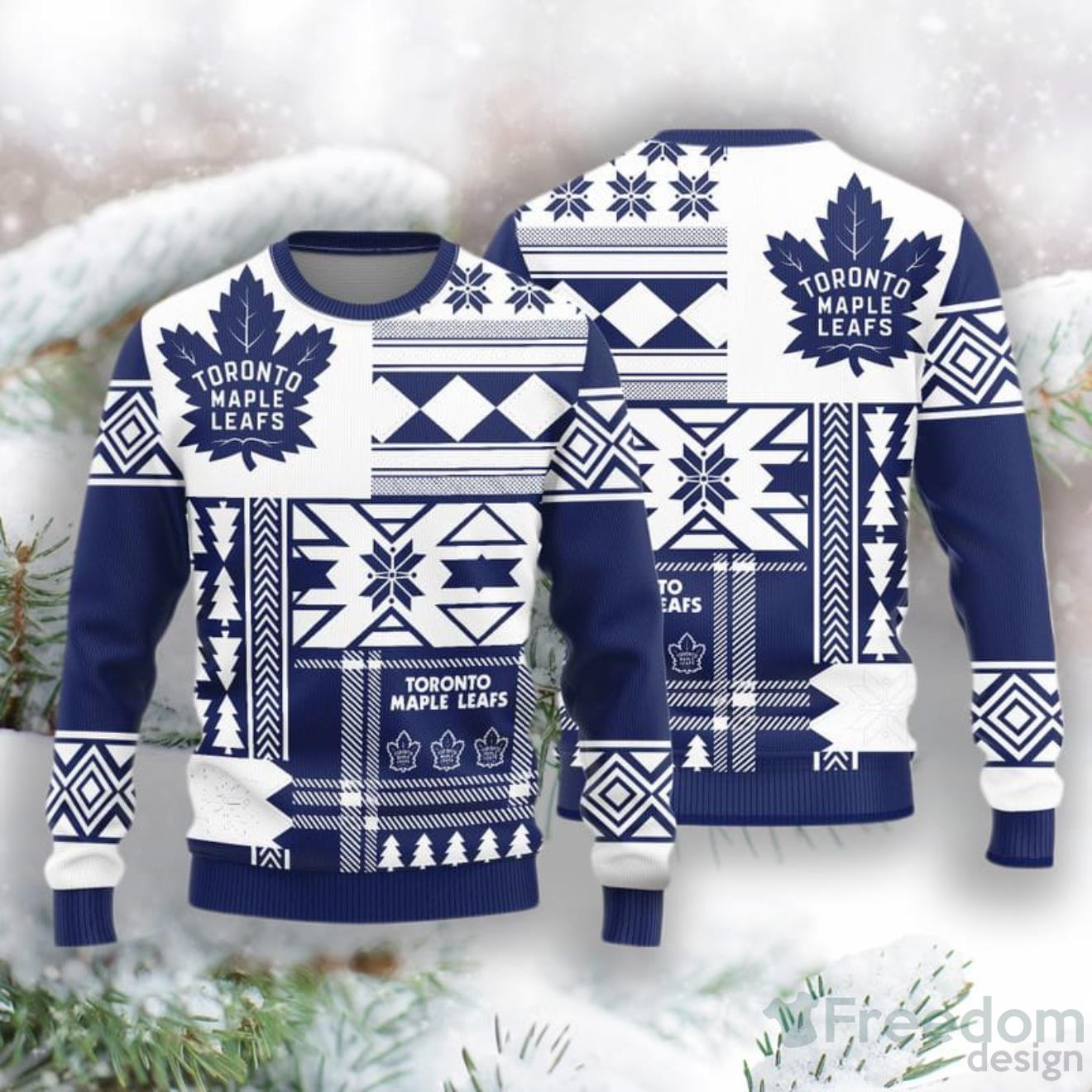 Toronto Maple Leafs Christmas Snowflakes Pattern New Style Knitted Sweater Product Photo 1