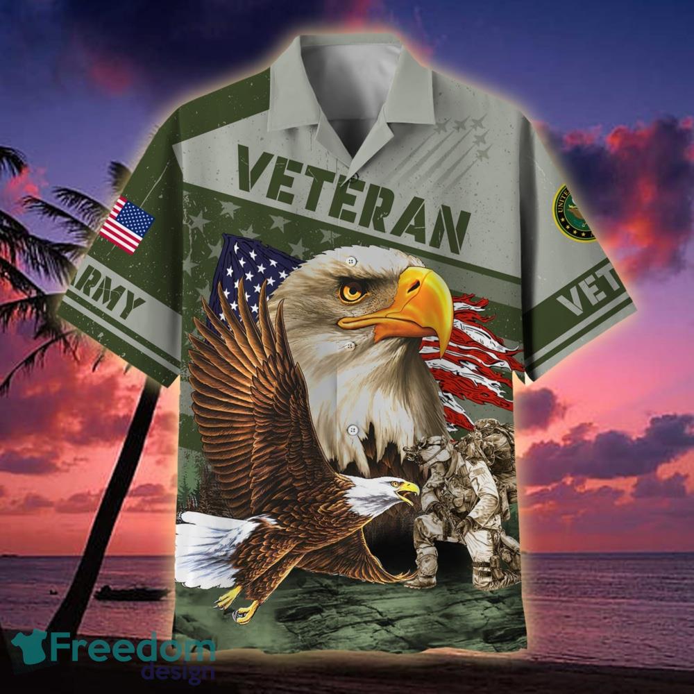 Eagle Print US Army Hawaiian Shirt For Men Veteran - Freedomdesign