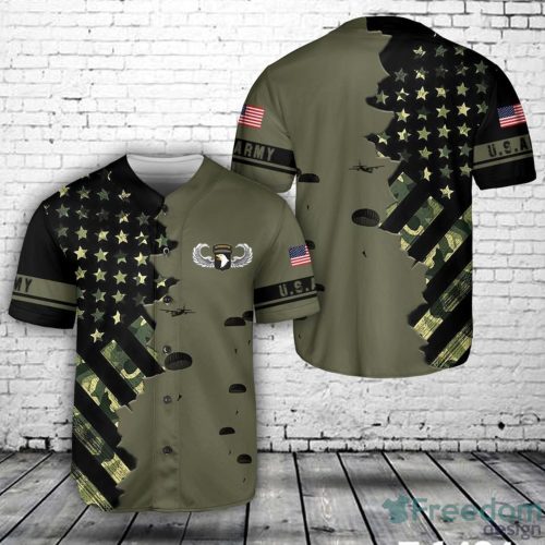 US Army Paratroopers With The 101st Airborne Division Parachute Baseball Jersey Shirt Sport Gift For Men And Women - 1