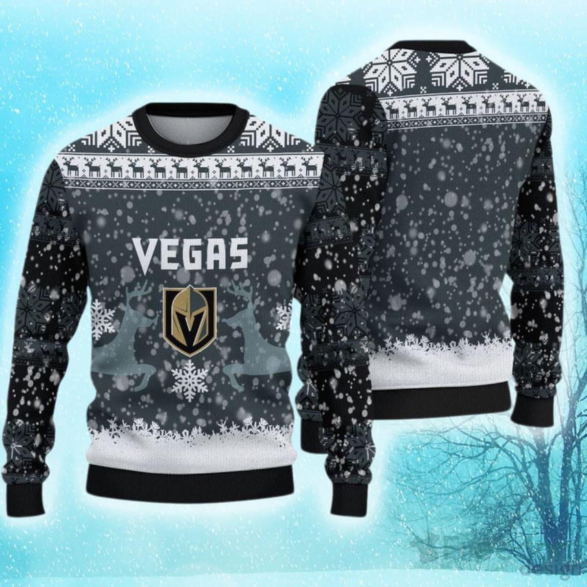 Vegas Golden Knights Christmas Forrest Pattern Ugly Christmas Sweater -  Freedomdesign