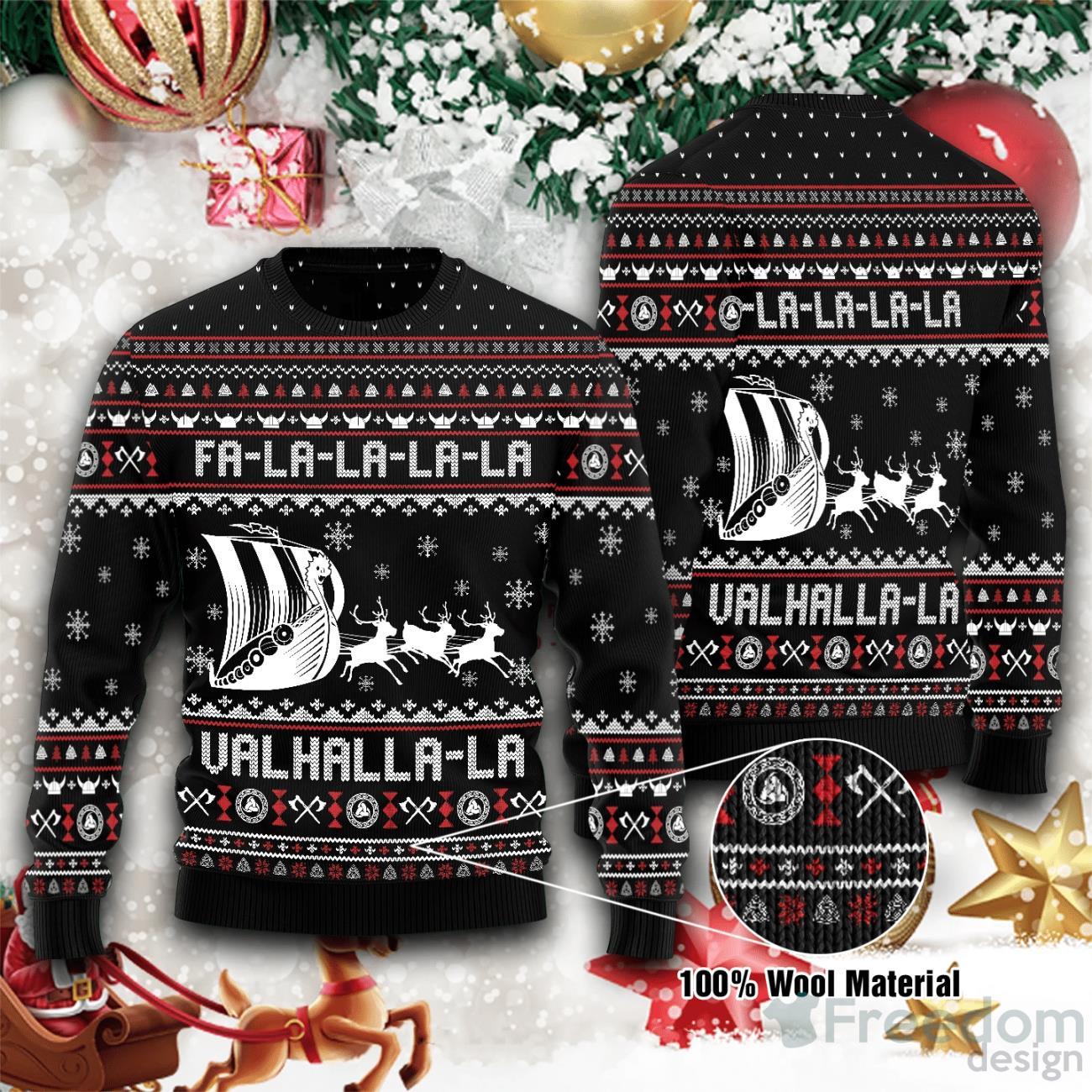 Viking Sweater Falalala ValhallaLa Viking Christmas Ugly Sweater Viking Christmas Sweater, Viking Ugly Christmas Sweater (Size: L)