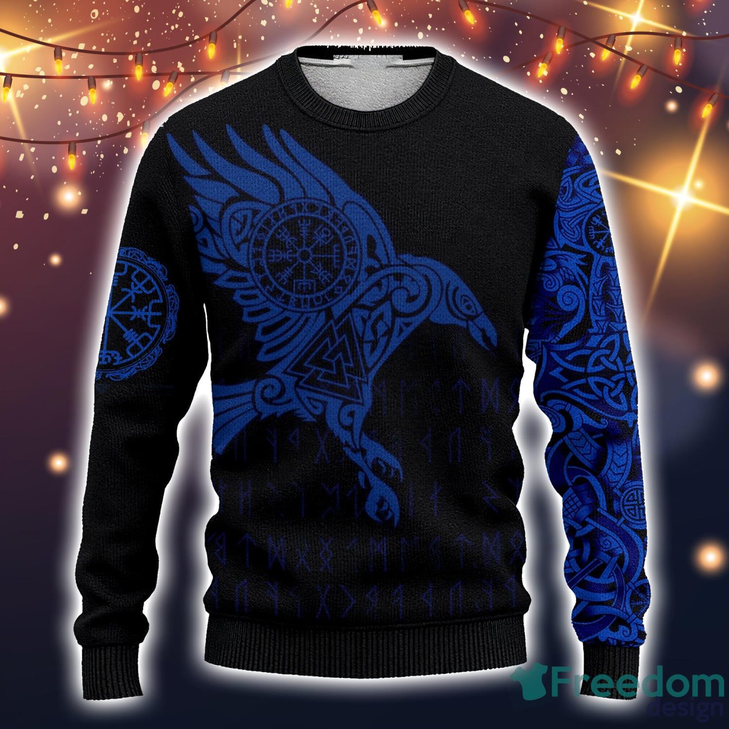 Vikings The Raven Of Odin AOP Ugly Christmas Sweater Christtmas Holiday  Gift - Freedomdesign