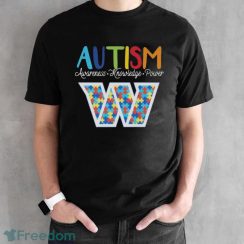 Washington Commanders Autism Awareness Knowledge Power T-Shirt - Black Unisex T-Shirt