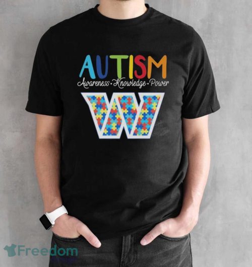 Washington Commanders Autism Awareness Knowledge Power T-Shirt - Black Unisex T-Shirt