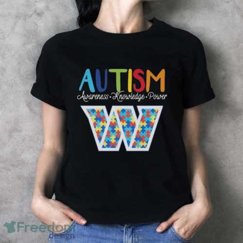 Washington Commanders Autism Awareness Knowledge Power T-Shirt - Ladies T-Shirt