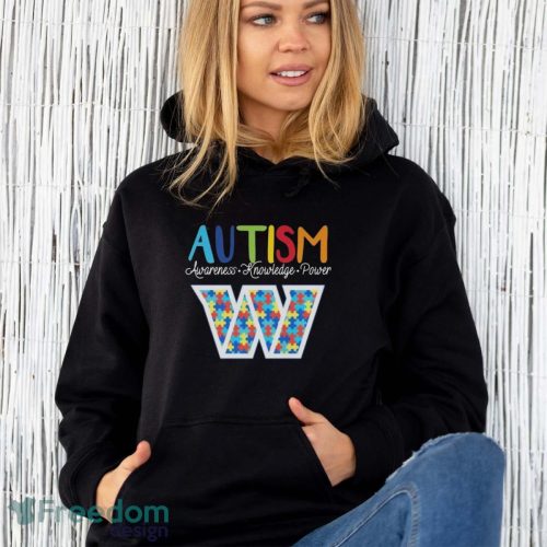 Washington Commanders Autism Awareness Knowledge Power T-Shirt - Unisex Hoodie